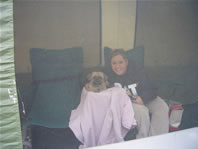 Annie and Cappi relaxing